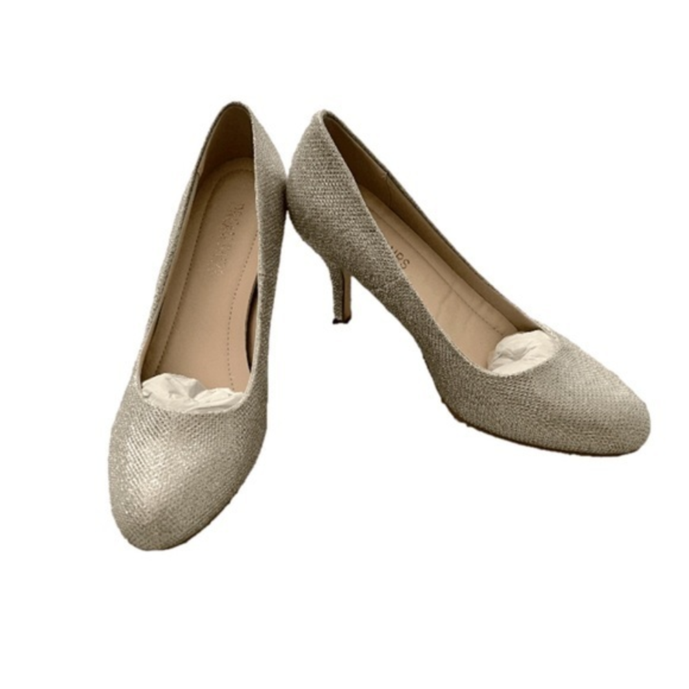REAM PAIRS Women's Suavee Silver Low Heel Stiletto Pump Shoes - 9 M US